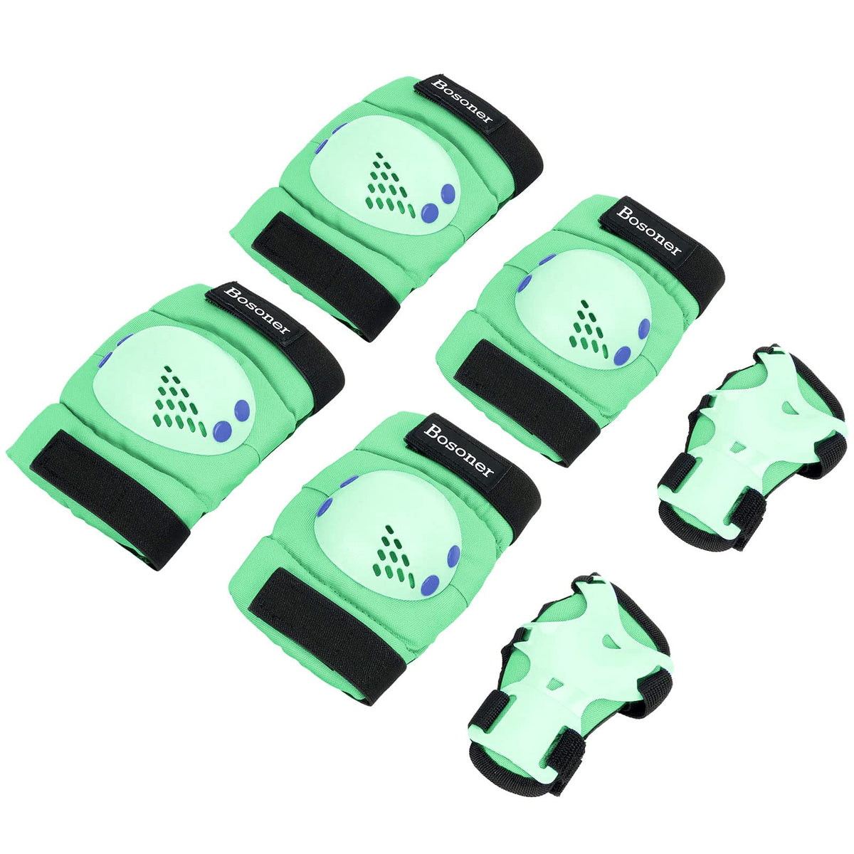 BOSONER Kids/Youth Knee Pads Elbow Pads Wrist Guards Set for 3-15 Years, Child Protective Gear Set for Roller Skates, Cycling, BMX Bike, Skateboard, Inline Skating, Scooter Riding Sports…