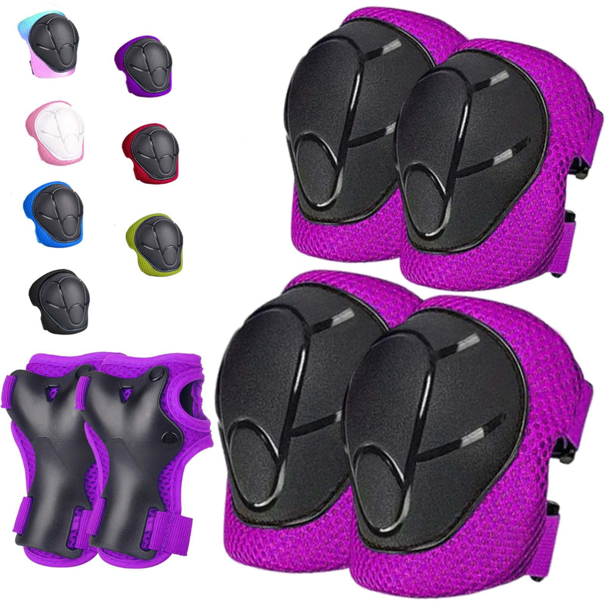 Kids/Youth Knee Pads Elbow Pads for 3-14Years Boys Girls 6 in 1 Kids Protective Gear Set Adjustable for Skating Cycling Bike Rollerblading Scooter Roller Skates