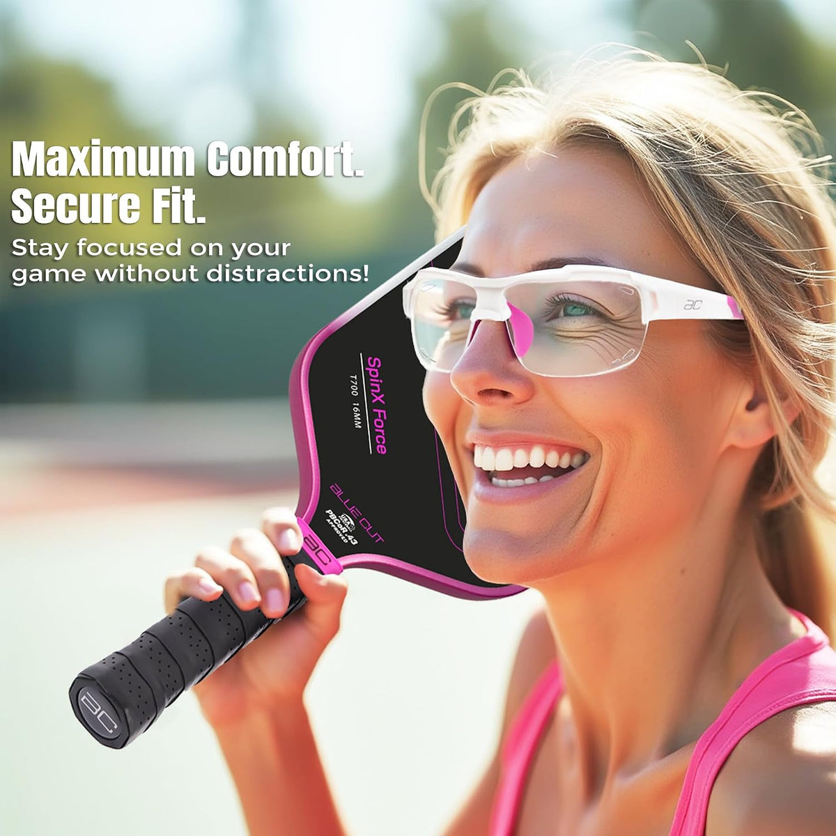 BLUE CUT Sports Safety Goggles Interchangeable Sun Lens Anti Fog UV Protection Indoor Outdoor Pickleball Cycling Basketball