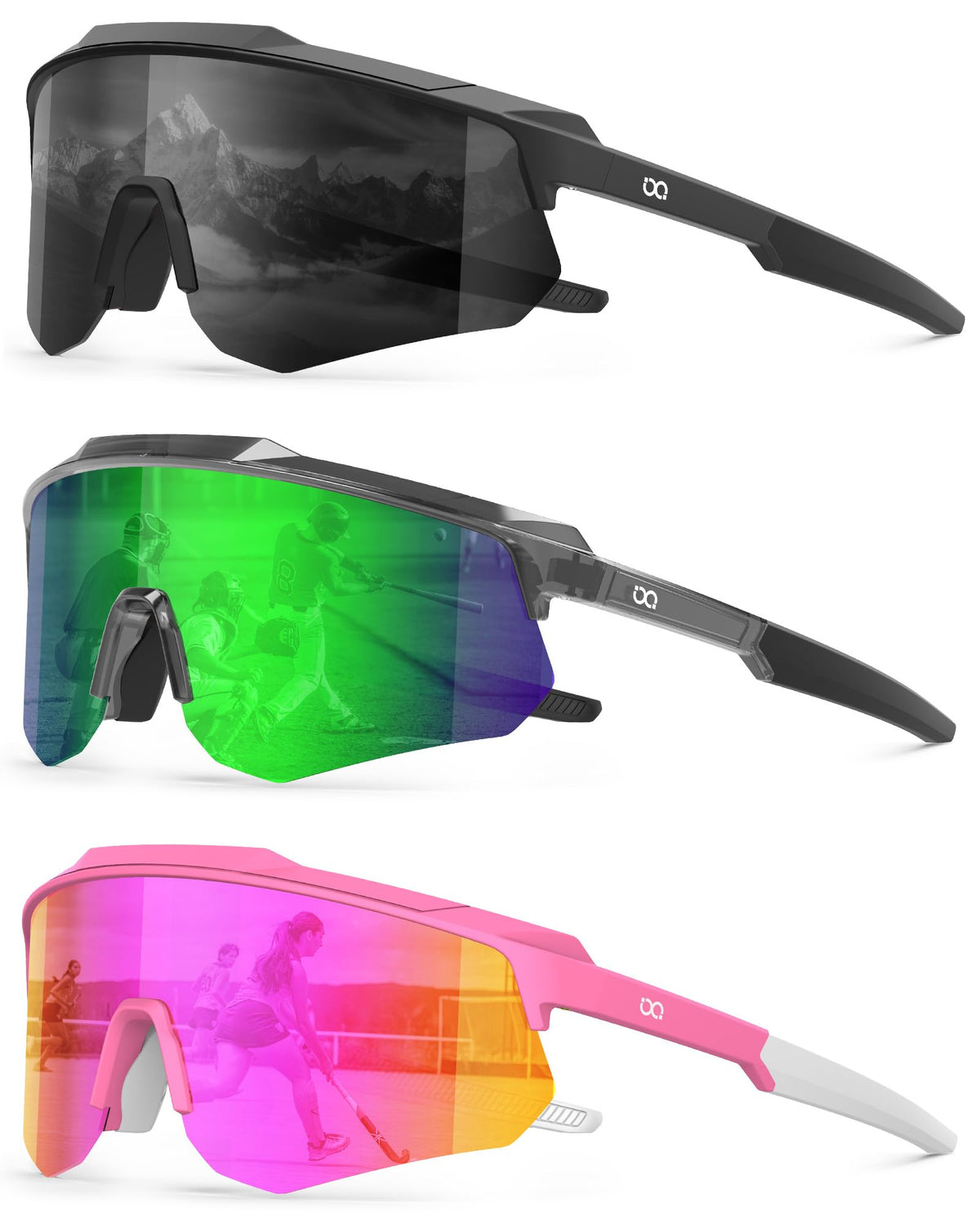 Polarized Sports Sunglasses for Men Women, UV400 One-Piece Lens Sport Shades for Baseball, Running, Cycling, Fishing