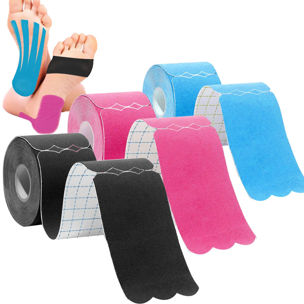 Kinesiology Tape Precut Strips Pro Athletic (3 Rolls,60 Strips) Original Cotton Waterproof Breathable Latex Free Tape for Muscle Pain Relief and Joint Support Elastic Sports Activities Tapes (Mix)