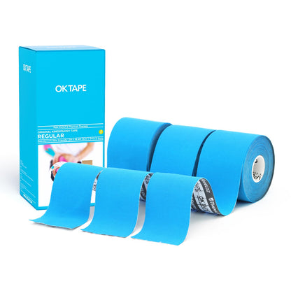 OK TAPE Kinesiology Tape (3 Pack) Latex Free Cotton Uncut 2in x 16.4ft