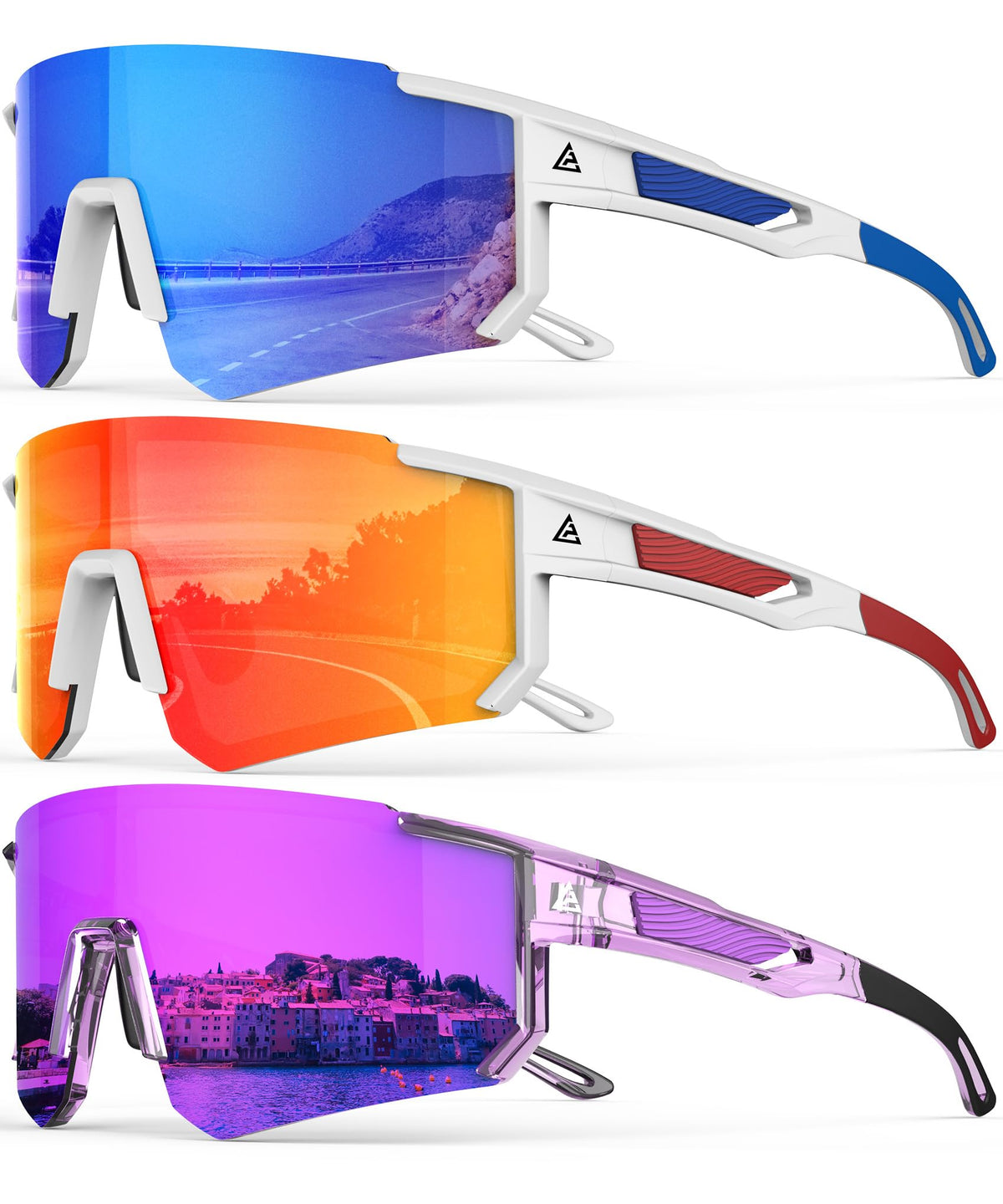 Polarized Sports Sunglasses for Men Women, UV400 Protection Mens Sunglasses Wrap Around Sun Glasses for Cycling Running
