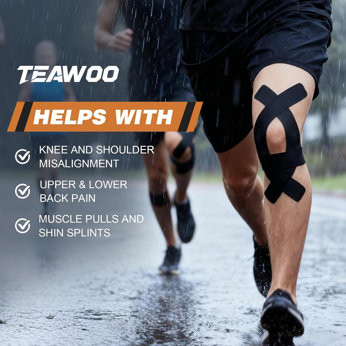 (2in X 131ft) TEAWO Kinesiology Tape Bulk Roll, Waterproof Hypoallergenic Latex-Free Sports Tape, Muscle & Joint Support for Athletes, Free Cut with Bonus Specialized Scissors (Black)
