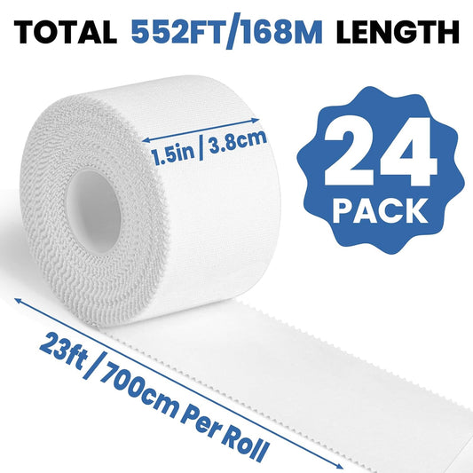 NUITPY 24 Pack Athletic Tape, White Sports Tape, Easy Tear Wrist Tape