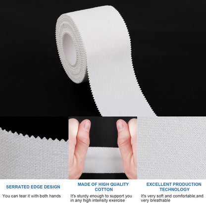 CHMI Athletic Tape,White Sports Tape (64 Pack), 640 Yards Rolls Very Strong Easy Tear NO Sticky Residue Best Tape for Gymnastics Climbing Bat Injuries Medical (1.5 Inch X 640 Yards).