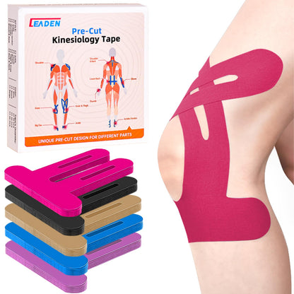 Precut Kinesiology Tape for Knees, 10 Pcs, Black