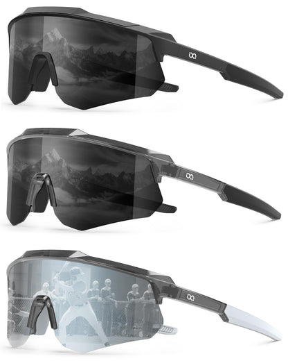 Polarized Sports Sunglasses for Men Women, UV400 One-Piece Lens Sport Shades for Baseball, Running, Cycling, Fishing