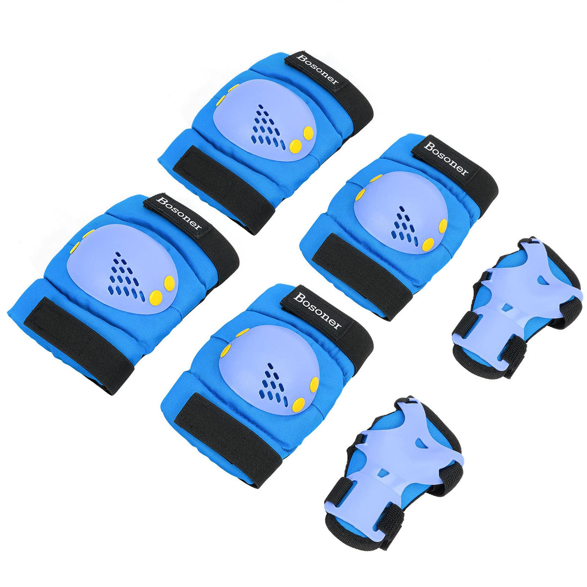 BOSONER Kids/Youth Knee Pads Elbow Pads Wrist Guards Set for 3-15 Years, Child Protective Gear Set for Roller Skates, Cycling, BMX Bike, Skateboard, Inline Skating, Scooter Riding Sports…