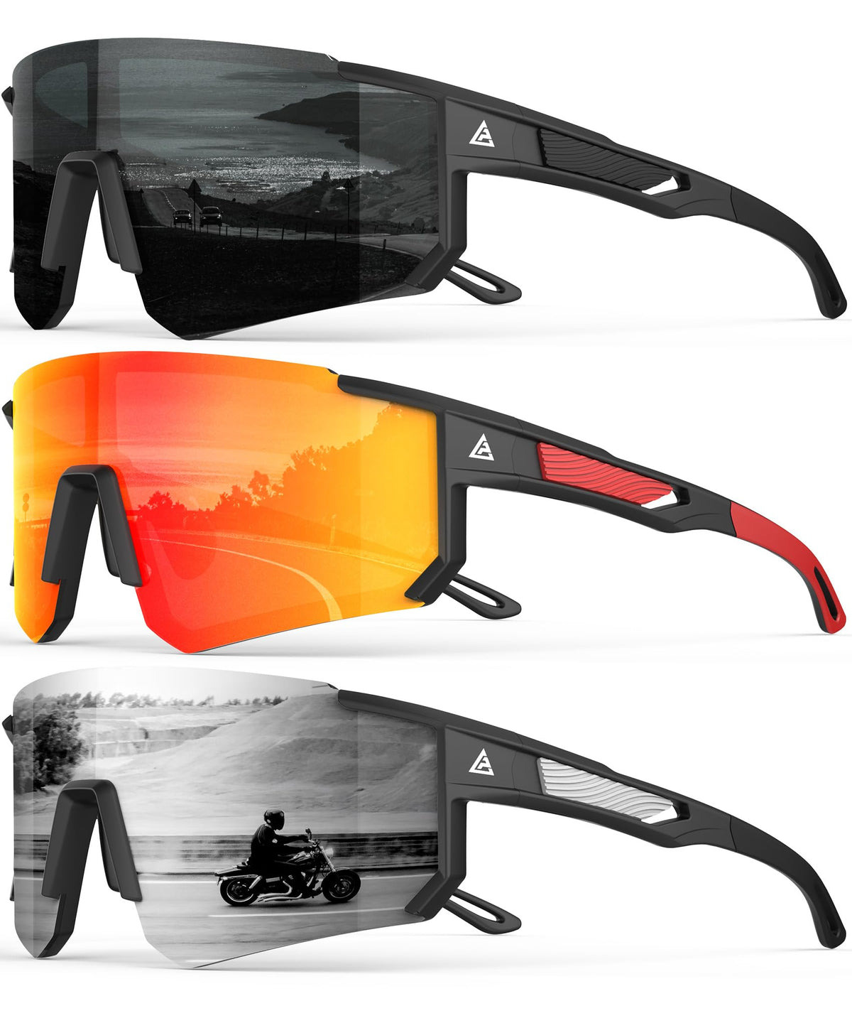 Polarized Sports Sunglasses for Men Women, UV400 Protection Mens Sunglasses Wrap Around Sun Glasses for Cycling Running