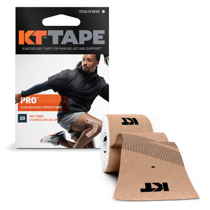 KT Tape, Pro Synthetic Kinesiology Athletic Tape, 20 Count, 10” Precut Strip
