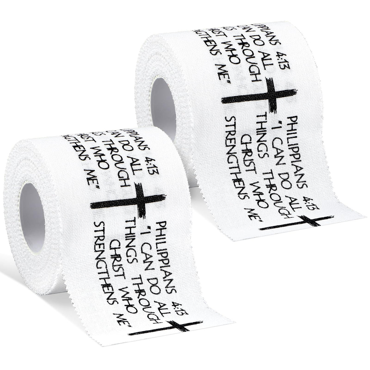 5Pcs Christian Athletic Tape 2in x 23ft Cotton Zinc Oxide Sport Faith Cross Sports Wristbands Religious Bible Verse Wrist Tape for Football Baseball Athlete Gymnastic Boxing First Aid Injury Wrap
