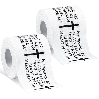 5Pcs Christian Athletic Tape 2in x 23ft Cotton Zinc Oxide Sport Faith Cross Sports Wristbands Religious Bible Verse Wrist Tape for Football Baseball Athlete Gymnastic Boxing First Aid Injury Wrap