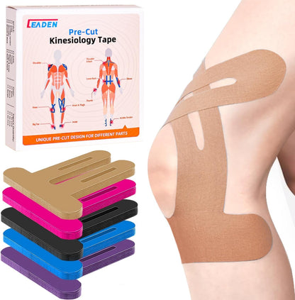Precut Kinesiology Tape for Knees, 10 Pcs, Black