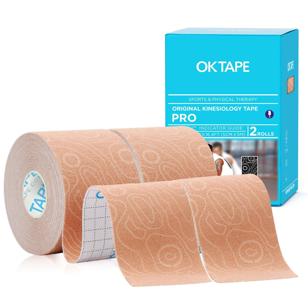 OK TAPE PRO Kinesiology Tape Uncut Roll Bulk, Elastic Physical Therapy Tape