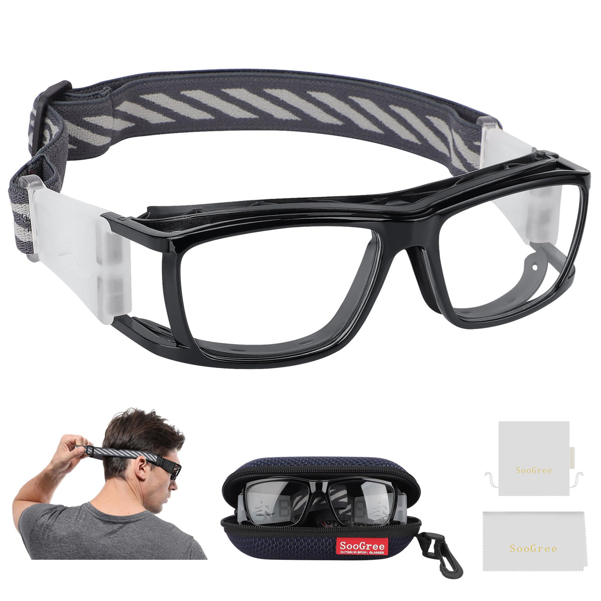 SooGree Sport Glasses for Men Women Basketball Football Sport Goggles Anti Fog Shock Collision Wearable Glasses