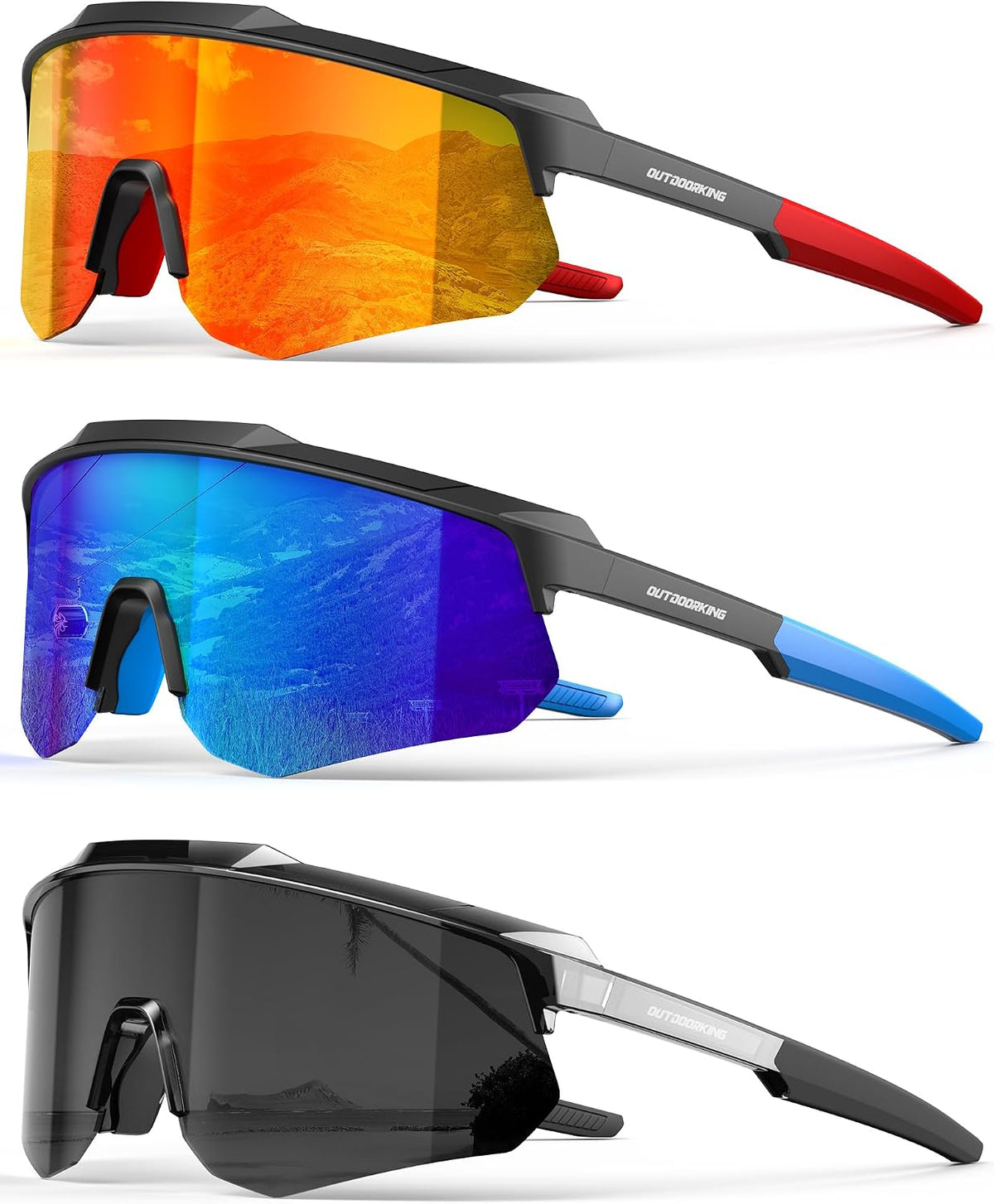 Polarized Sports Sunglasses for Men Women, UV400 One-Piece Lens Sport Shades for Baseball, Running, Cycling, Fishing
