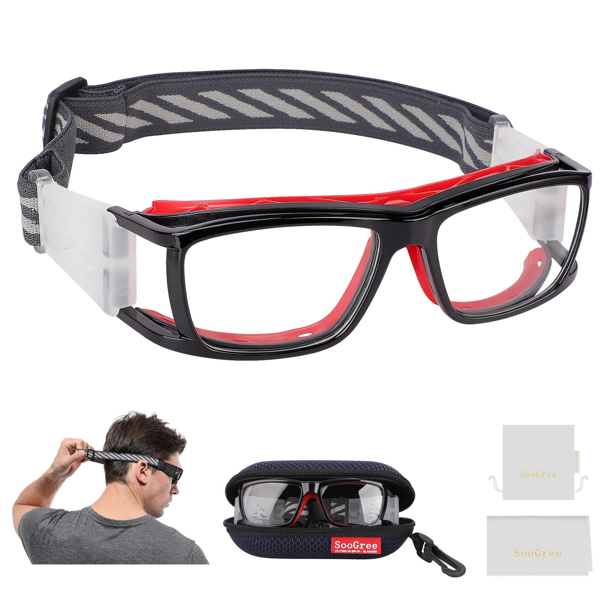 SooGree Sport Glasses for Men Women Basketball Football Sport Goggles Anti Fog Shock Collision Wearable Glasses
