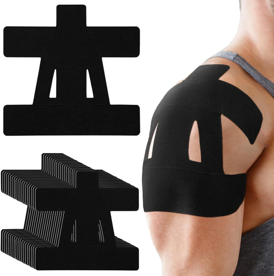 Precut Kinesiology Tape for Shoulder, 20 Count, Black
