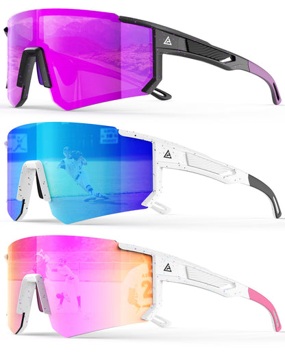 Polarized Sports Sunglasses for Men Women, UV400 Protection Mens Sunglasses Wrap Around Sun Glasses for Cycling Running