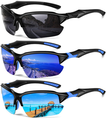 Sports Polarized Sunglasses for Men Cycling Running Fishing UV Protection Sun Glasses Lightweight Half Frame Goggles