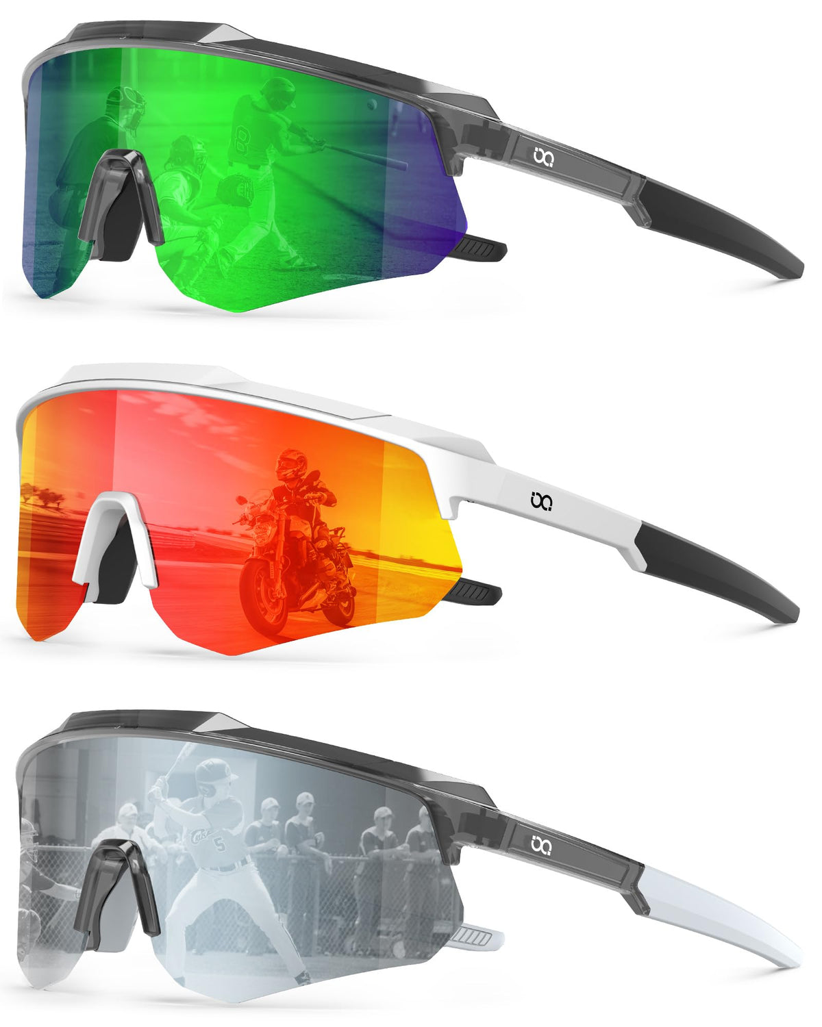 Polarized Sports Sunglasses for Men Women, UV400 One-Piece Lens Sport Shades for Baseball, Running, Cycling, Fishing