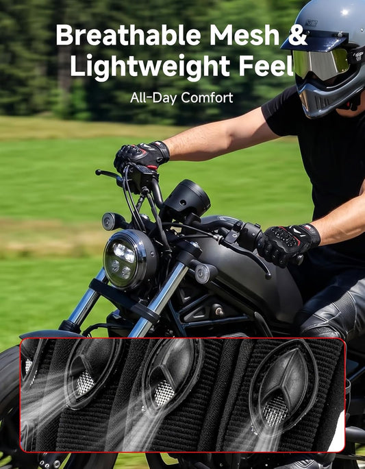 KEMIMOTO Motorcycle Gloves for Men, Touchscreen Cycling Gloves for Outdoor Sports On-Road Off-Road Mountain Motorcycle Motorcross Motorbike Dirt Bike Bicycle Racing ATV UTV