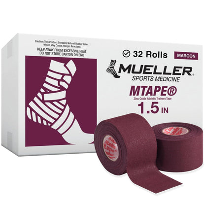 Mueller Sports Medicine MTape Rolls Team Pack, Quality Athletic Tape, Easy to Tear for Fast & Effective Taping, 1.5" x 10 Yards Per Roll, 32 Rolls