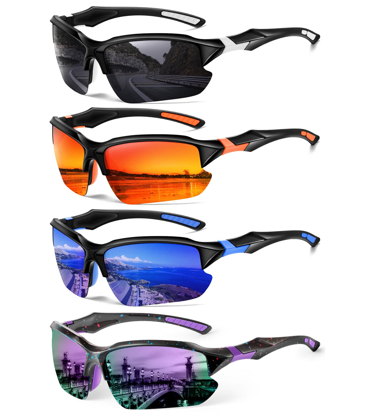 Sports Polarized Sunglasses for Men Cycling Running Fishing UV Protection Sun Glasses Lightweight Half Frame Goggles