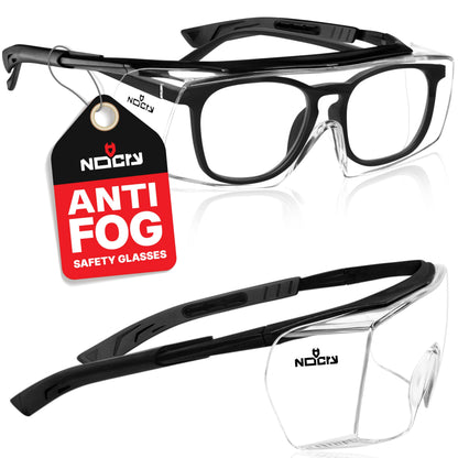 NoCry Safety Glasses Over Eyeglasses for Men and Women with Anti Scratch Lenses and Integrated Side Shields — Adjustable Temples with Anti-Slip Tips — 100% UV Protective Eyewear — ANSI Z87 Certified