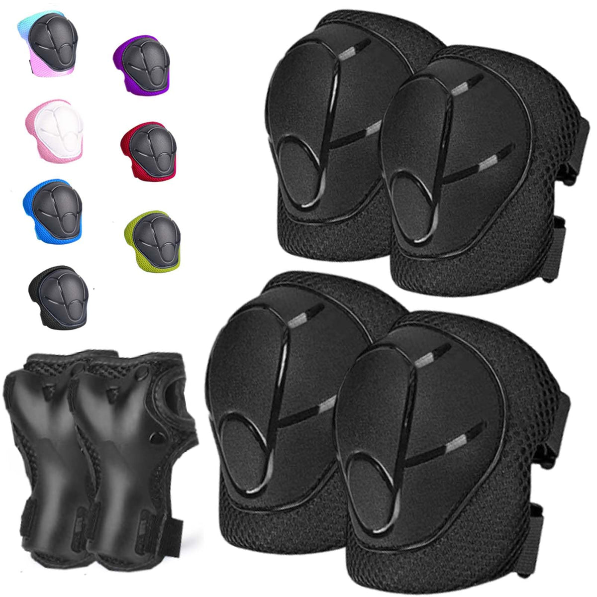 Kids/Youth Knee Pads Elbow Pads for 3-14Years Boys Girls 6 in 1 Kids Protective Gear Set Adjustable for Skating Cycling Bike Rollerblading Scooter Roller Skates