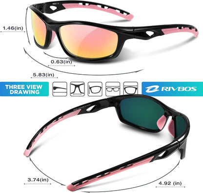 RIVBOS Womens Polarized Sports Sunglasses UV400 for Driving Cycling RB833