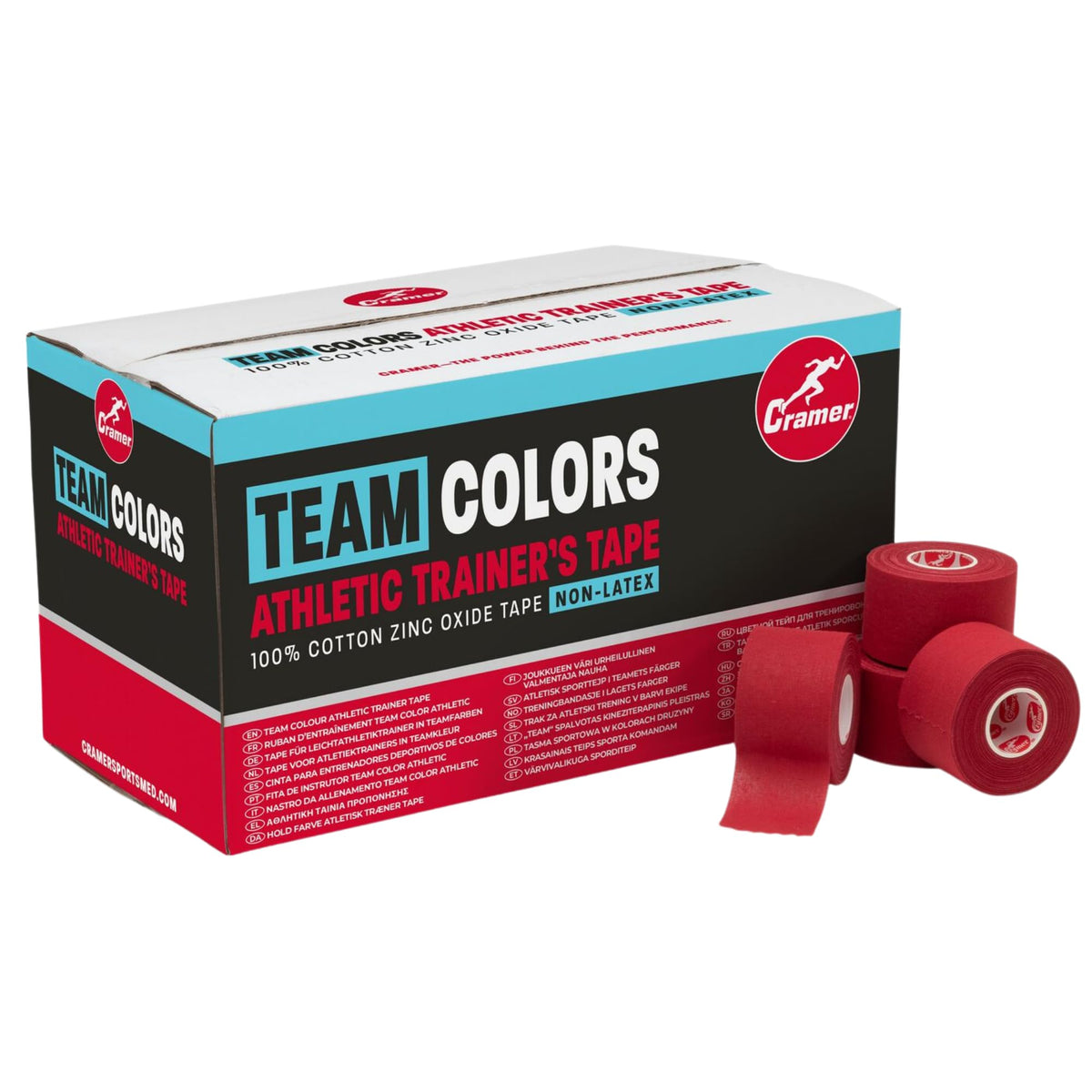 Cramer Team Color Athletic Tape, Black, Latex-Free, 1.5" x 15yds, 32 Roll Bulk Case, Tearable Sports Tape for Wrists, Ankles, Baseball, Training, Strong Athletic Wrap for Athletes & Trainers