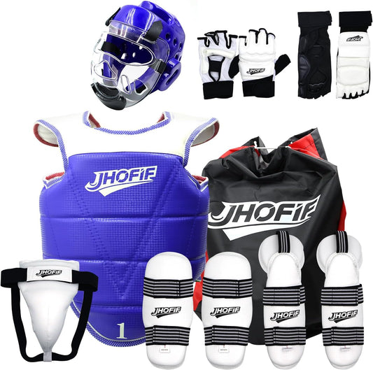 Sparring Gear 13PCS Set for Adult & Youth - Taekwondo Sparring Gear with Boxing Gloves, Headgear, Chest Guard, Boxing Equipment for Karate, Kickboxing, MMA Training & Competition