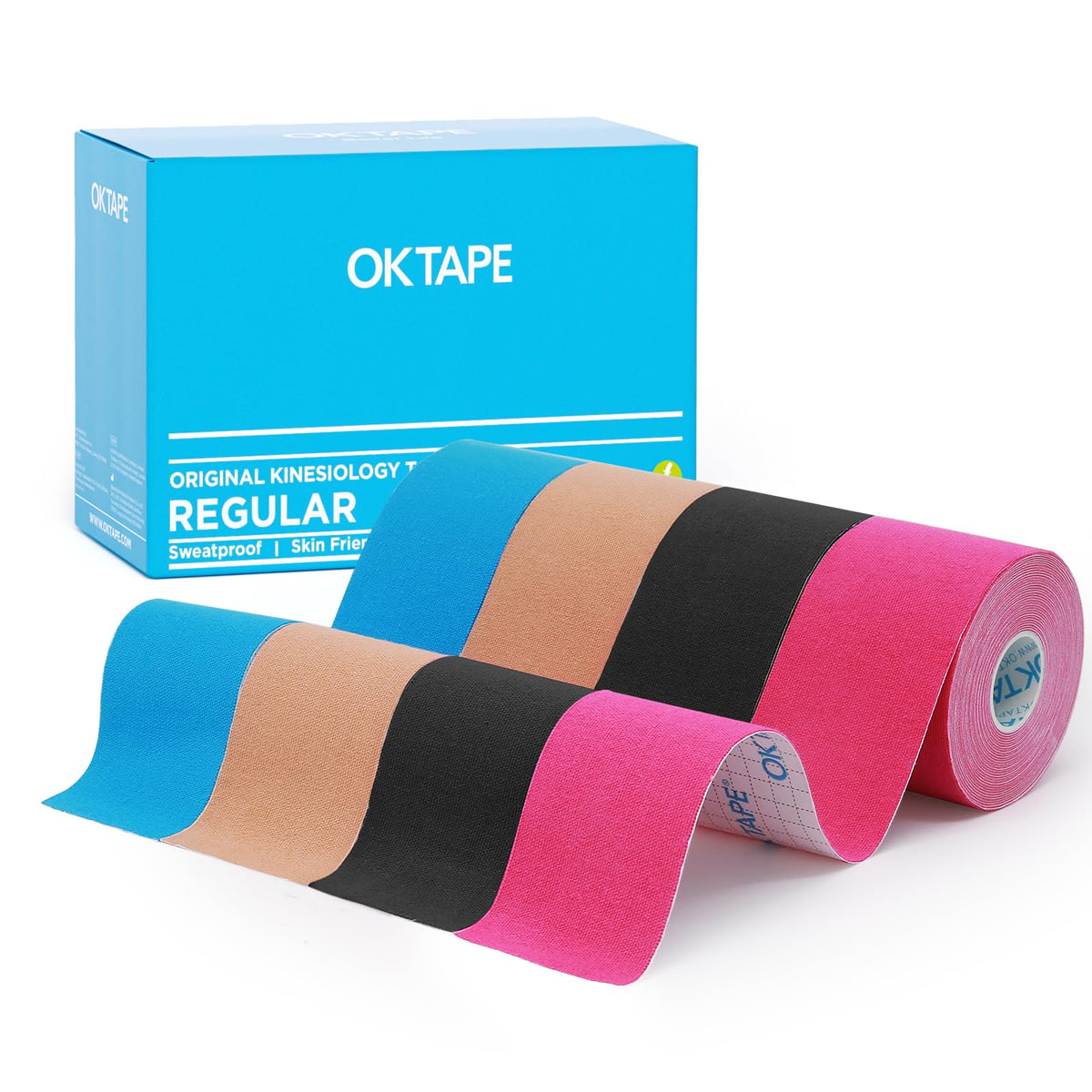 OK TAPE Kinesiology Tape (3 Pack) Latex Free Cotton Uncut 2in x 16.4ft