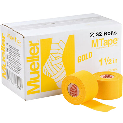 Mueller Sports Medicine MTape Rolls Team Pack, Quality Athletic Tape, Easy to Tear for Fast & Effective Taping, 1.5" x 10 Yards Per Roll, 32 Rolls