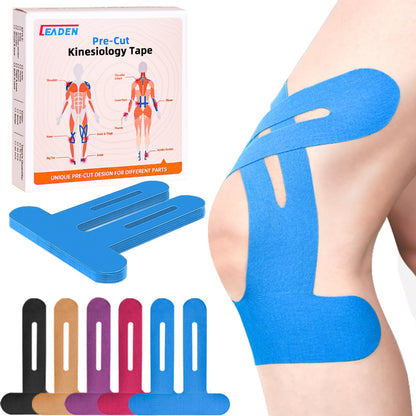 Precut Kinesiology Tape for Knees, 10 Pcs, Black