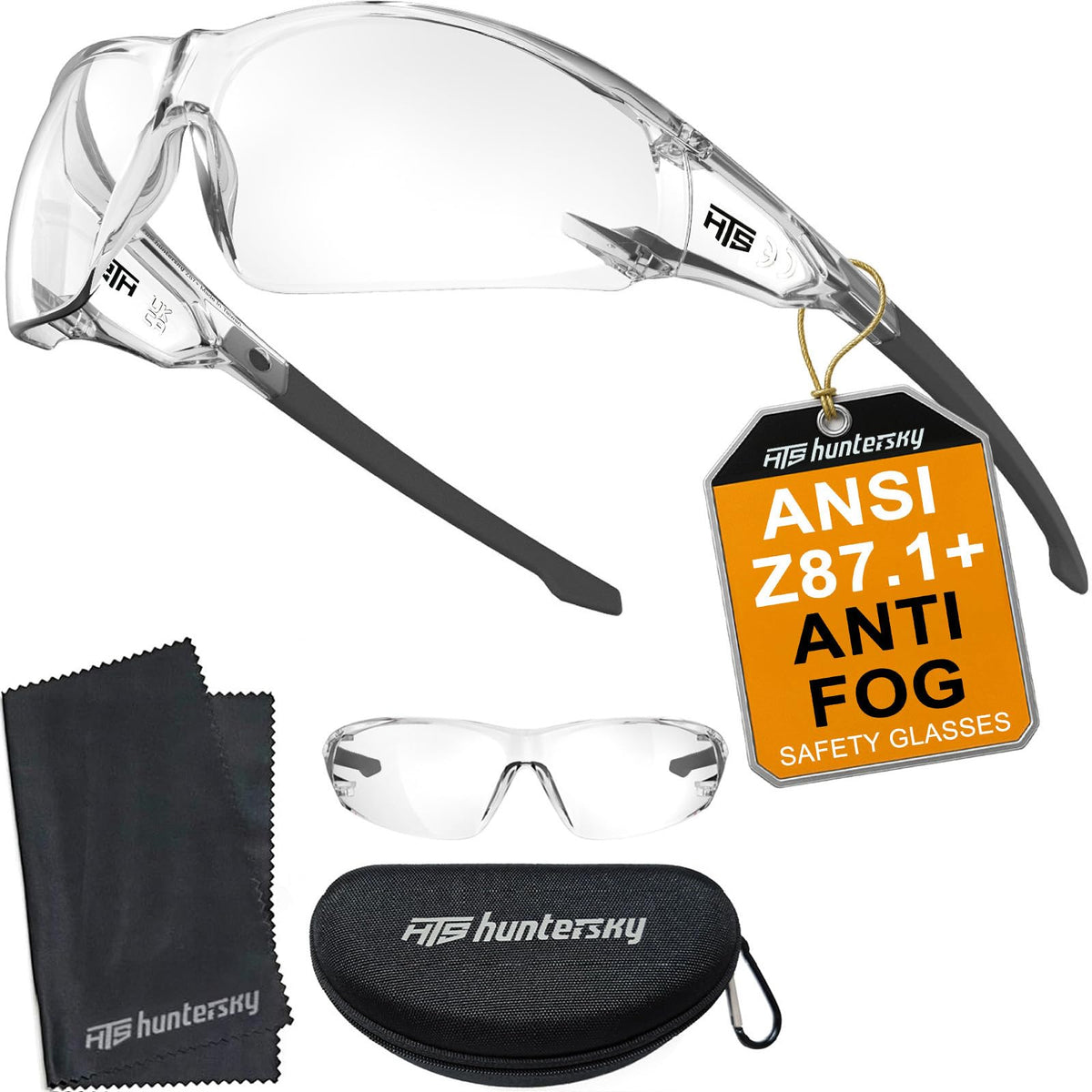 HTS HUNTERSKY ANSI Z87.1 Anti-Fog Clear Safety Glasses Pickleball Youth Baseball Lab Chemistry Goggles Scratch Resistant