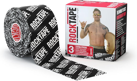 RockTape Extra Sticky Kinesiology Tape - Athletic Tape for Muscle Pain Relief, Injury Recovery - Microscopic Skin Lifting & Decompression - Sweat & Water Resistant