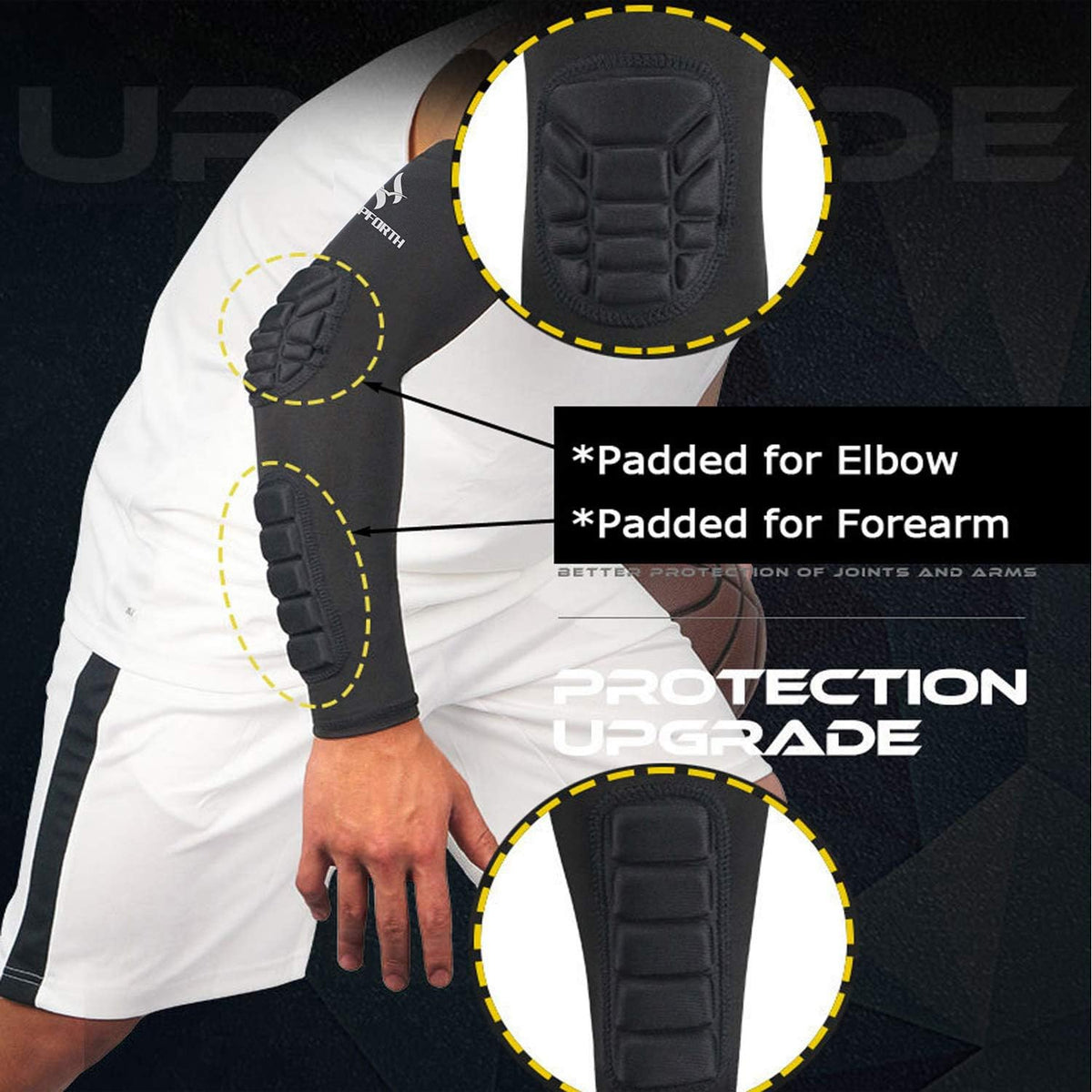 2PCS Padded Elbow Forearm Sleeves Compression Arm Protective Support
