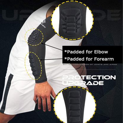 2PCS Padded Elbow Forearm Sleeves Compression Arm Protective Support