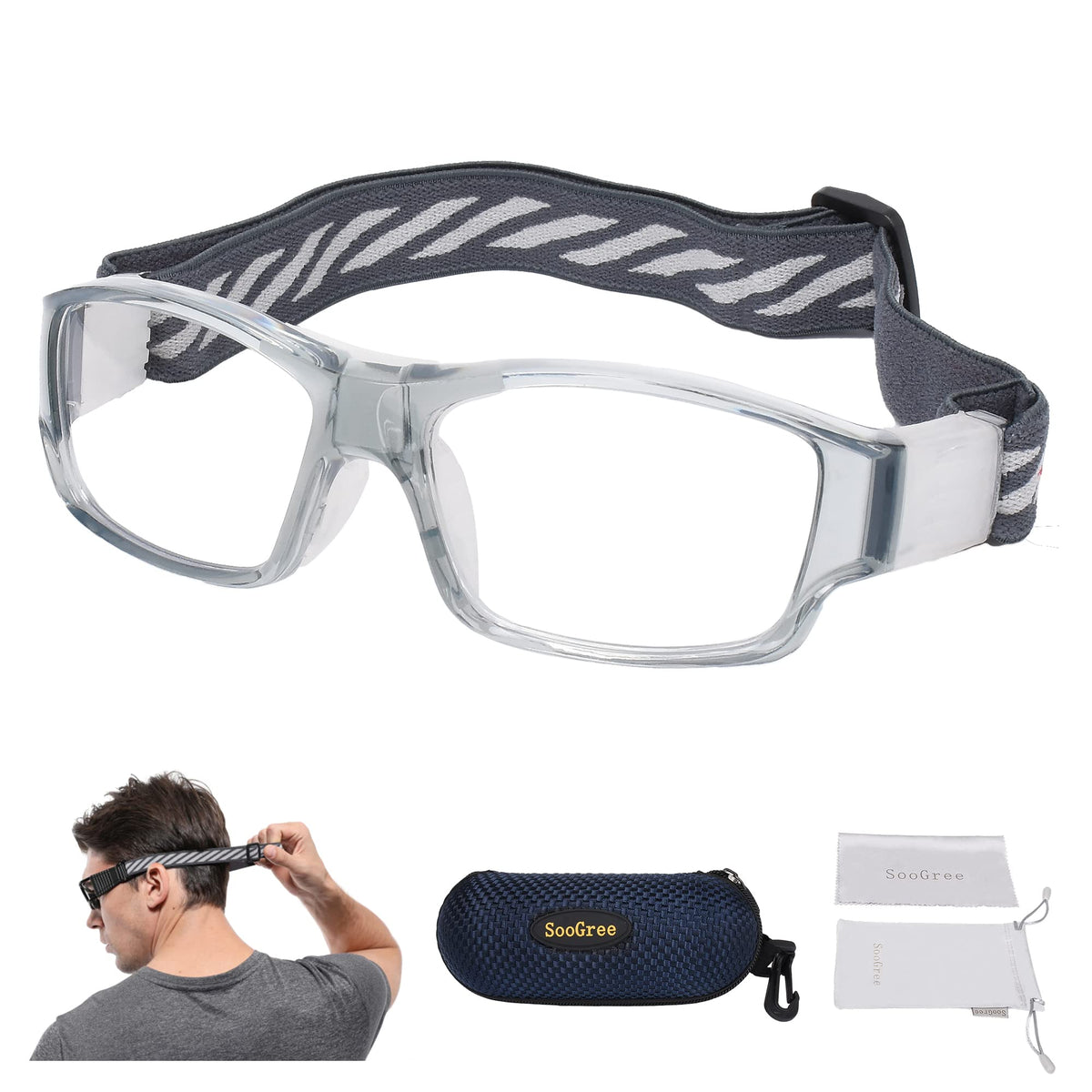 SooGree Sport Glasses Goggles Basketball Soccer Sports Protective Eyewear Goggles-Replaceable Prescription Lens