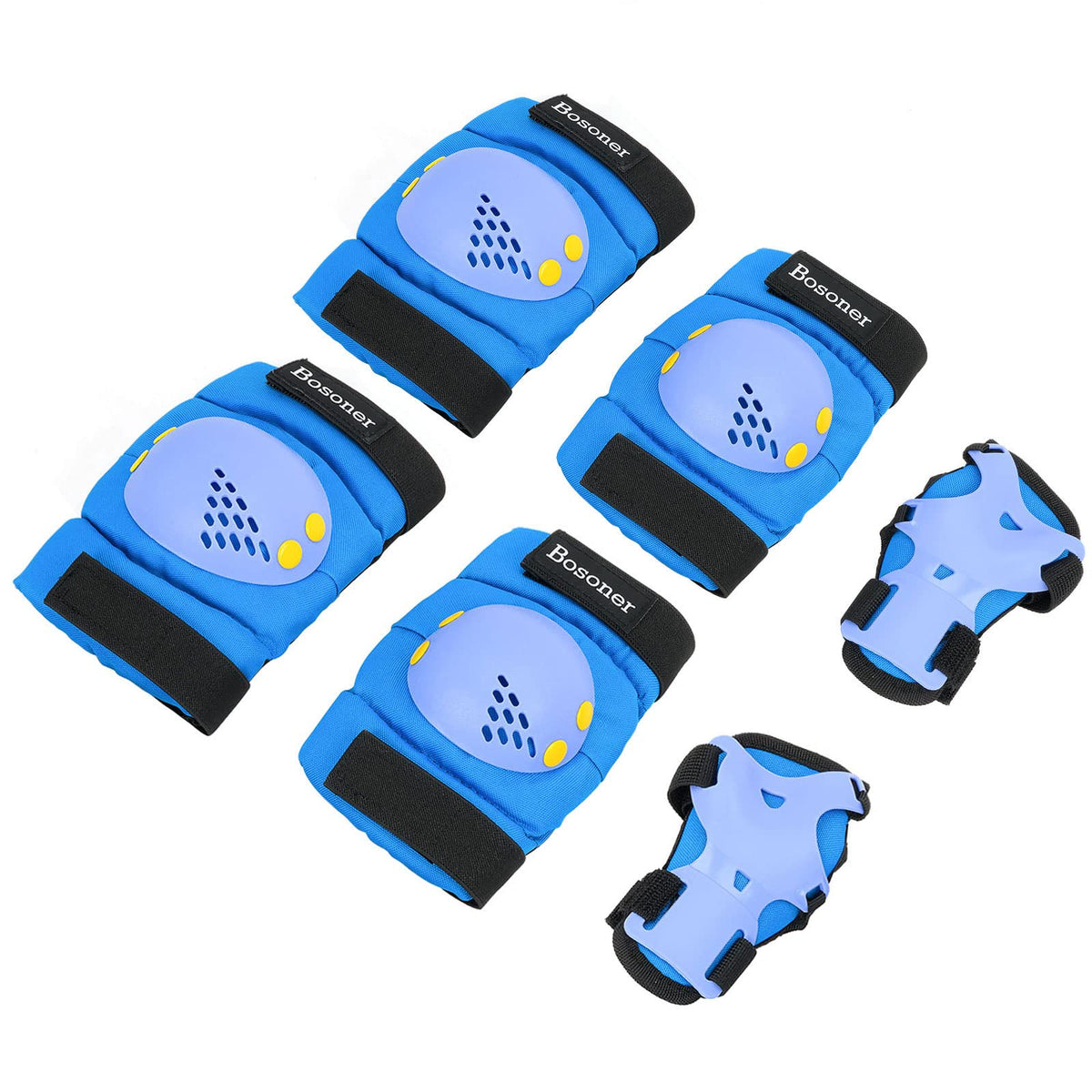 BOSONER Kids/Youth Knee Pads Elbow Pads Wrist Guards Set for 3-15 Years, Child Protective Gear Set for Roller Skates, Cycling, BMX Bike, Skateboard, Inline Skating, Scooter Riding Sports…
