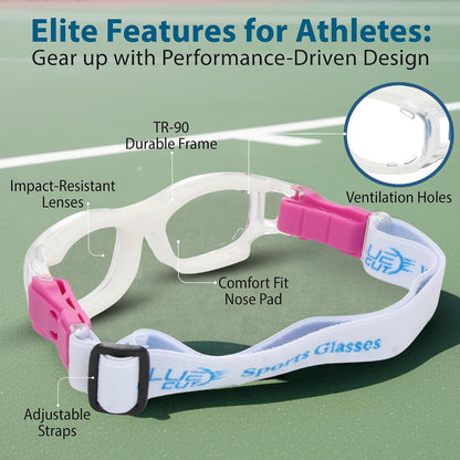 BLUE CUT Youth/Teen Sports Goggles for Basketball Soccer & Pickleball-Protective Eyewear for Boys&Girls