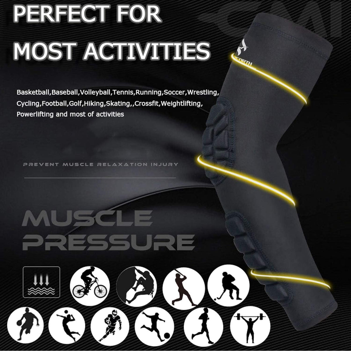 2PCS Padded Elbow Forearm Sleeves Compression Arm Protective Support