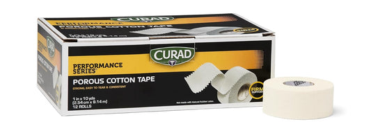 CURAD Performance Series Premium Porous Cotton Tape, 1" x 10 yd. Box of 12, White
