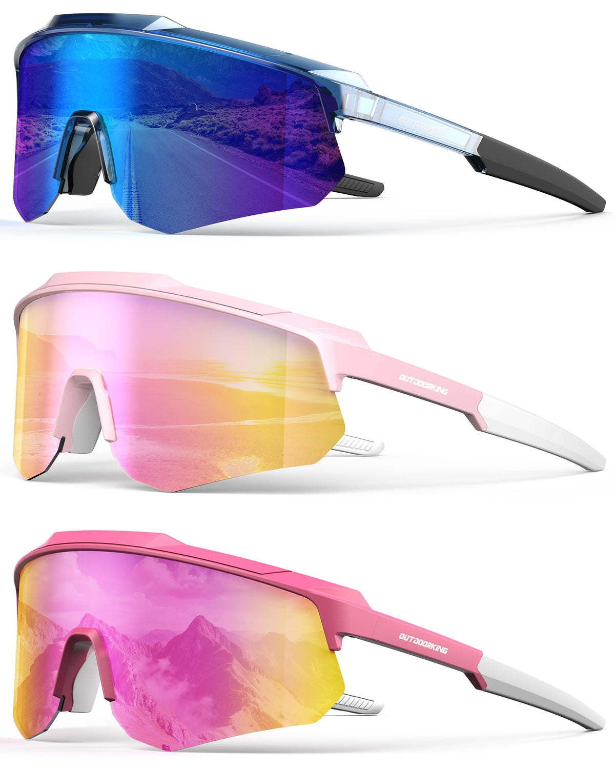 Polarized Sports Sunglasses for Men Women, UV400 One-Piece Lens Sport Shades for Baseball, Running, Cycling, Fishing