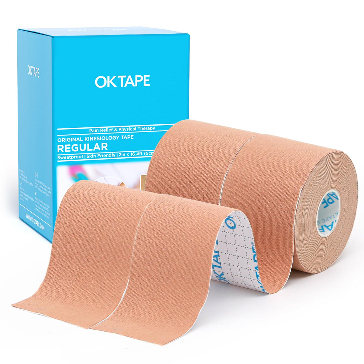 OK TAPE Kinesiology Tape (3 Pack) Latex Free Cotton Uncut 2in x 16.4ft