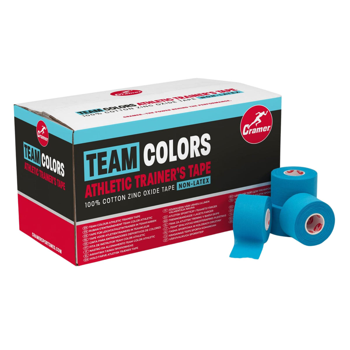 Cramer Team Color Athletic Tape, Black, Latex-Free, 1.5" x 15yds, 32 Roll Bulk Case, Tearable Sports Tape for Wrists, Ankles, Baseball, Training, Strong Athletic Wrap for Athletes & Trainers