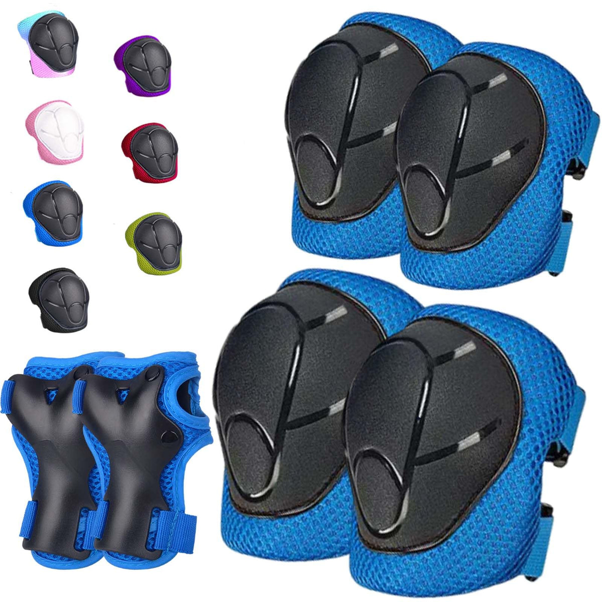 Kids/Youth Knee Pads Elbow Pads for 3-14Years Boys Girls 6 in 1 Kids Protective Gear Set Adjustable for Skating Cycling Bike Rollerblading Scooter Roller Skates